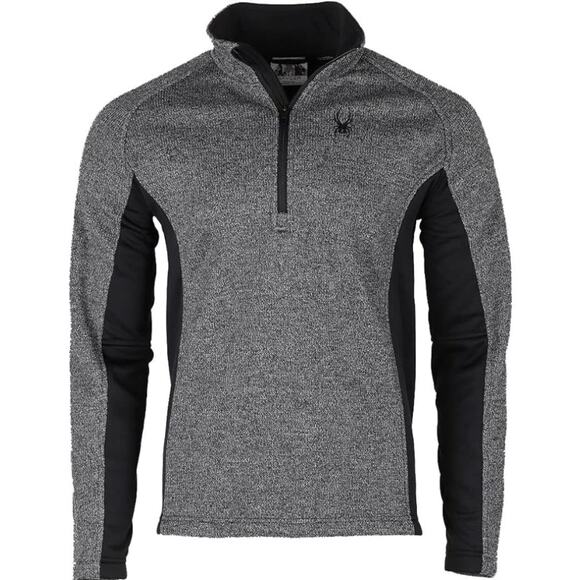 SPYDER dark gray black Outbound Stryker fleece lined 1/4 zip pullover sweater - Picture 1 of 12